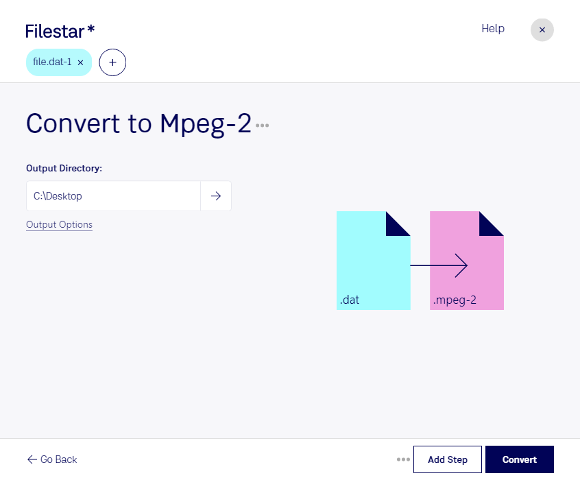convert dat-1 to mpeg-2