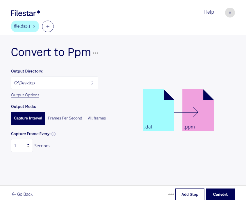 convert dat-1 to ppm