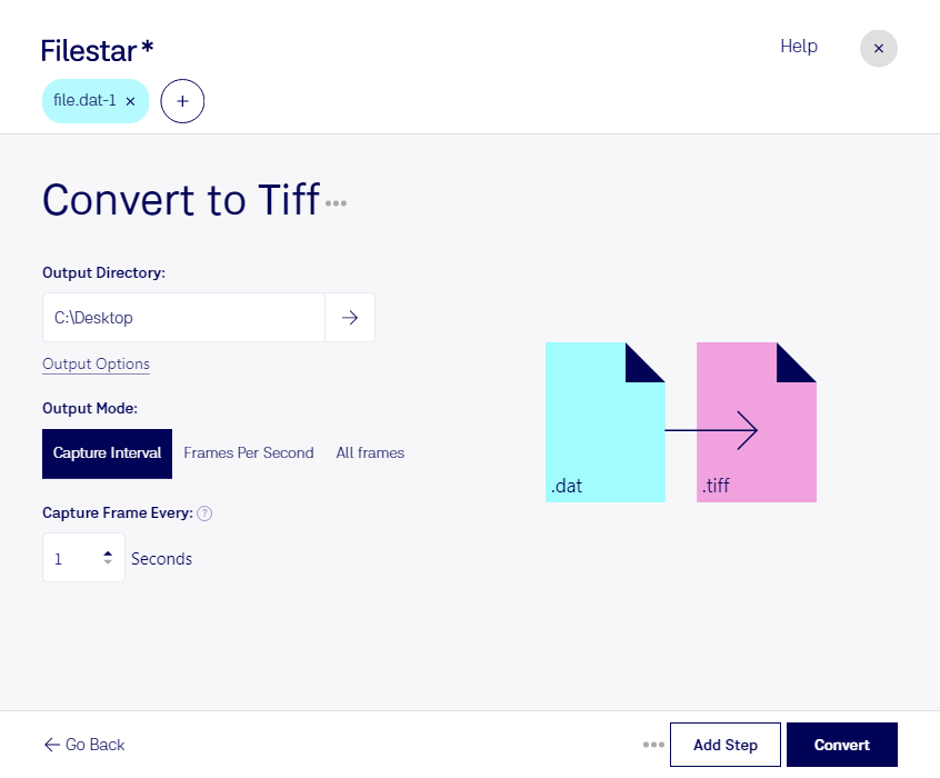 convert dat-1 to tiff