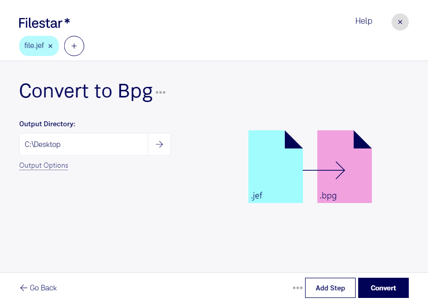 convert jef+ to bpg