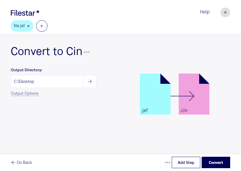 convert jef+ to cin
