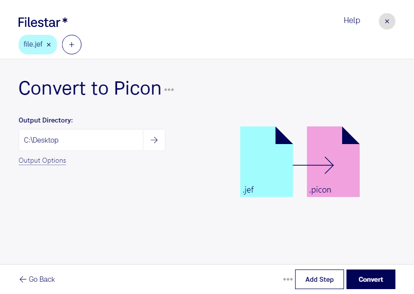 convert jef+ to picon