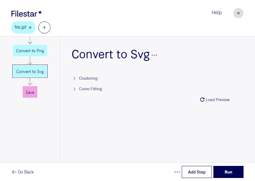 convert jpf to svg