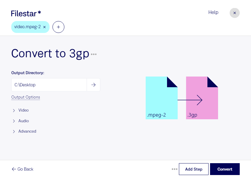 convert mpeg-2 to 3gp