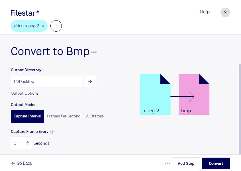 convert mpeg-2 to bmp