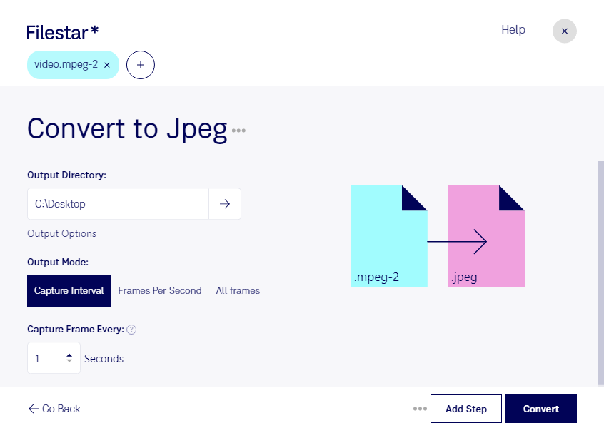 convert mpeg-2 to jpeg