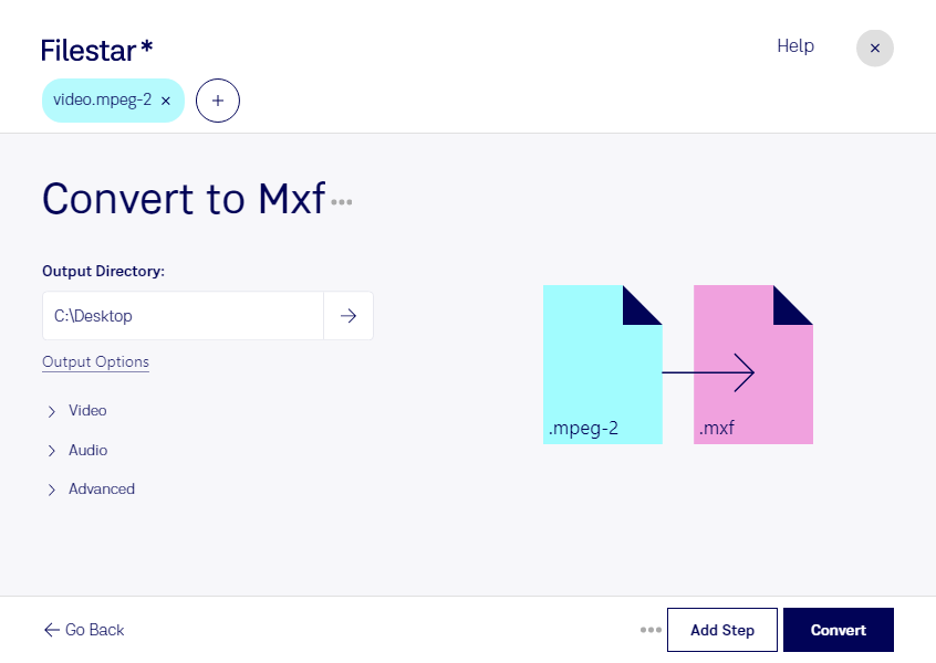 convert mpeg-2 to mxf
