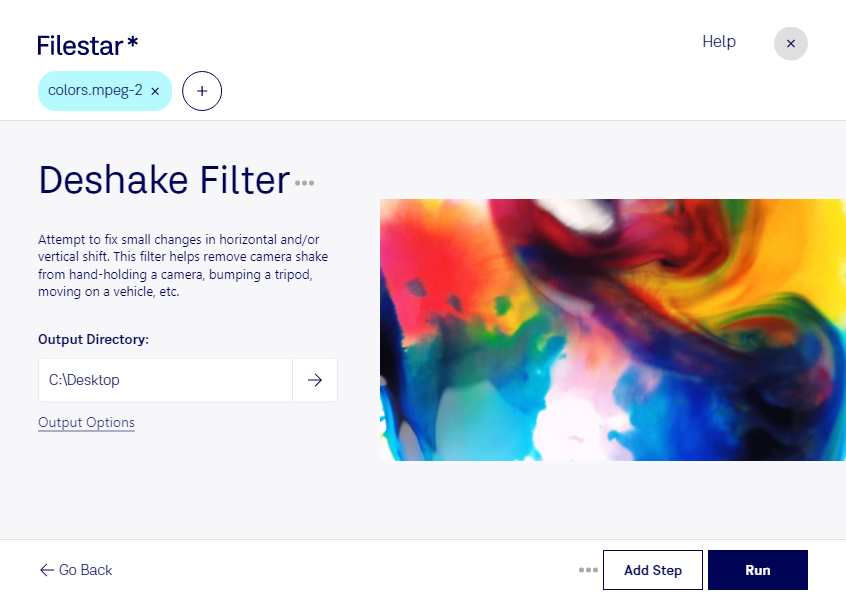 deshake mpeg-2 filter