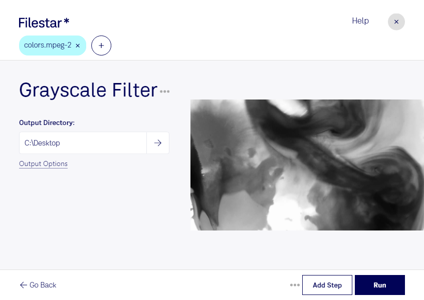 grayscale mpeg-2 filter