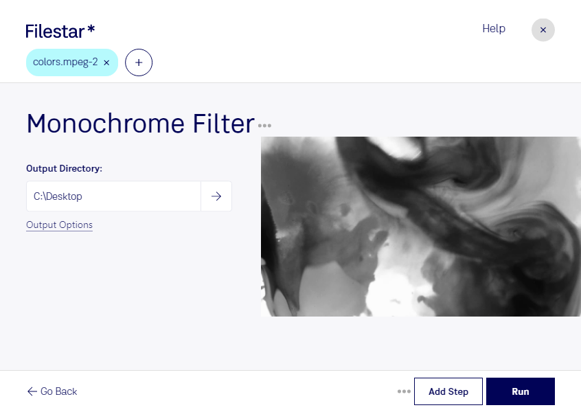 monochrome mpeg-2 filter