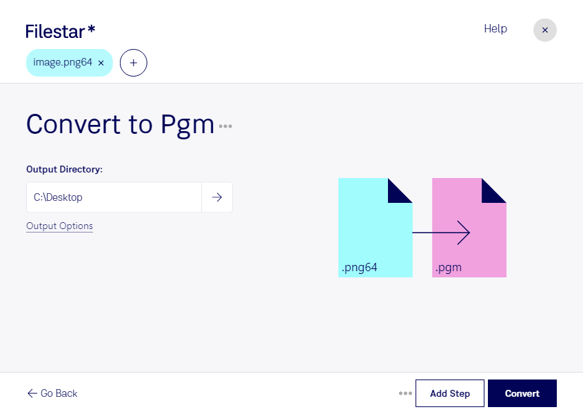 convert png64 to pgm
