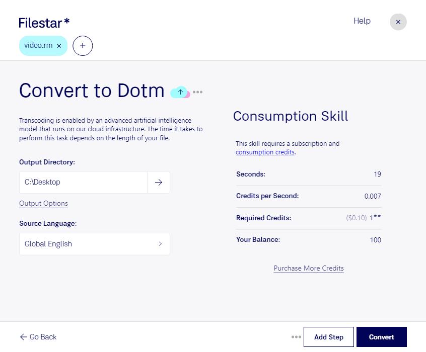 Filestar Convert Rm To Dotm