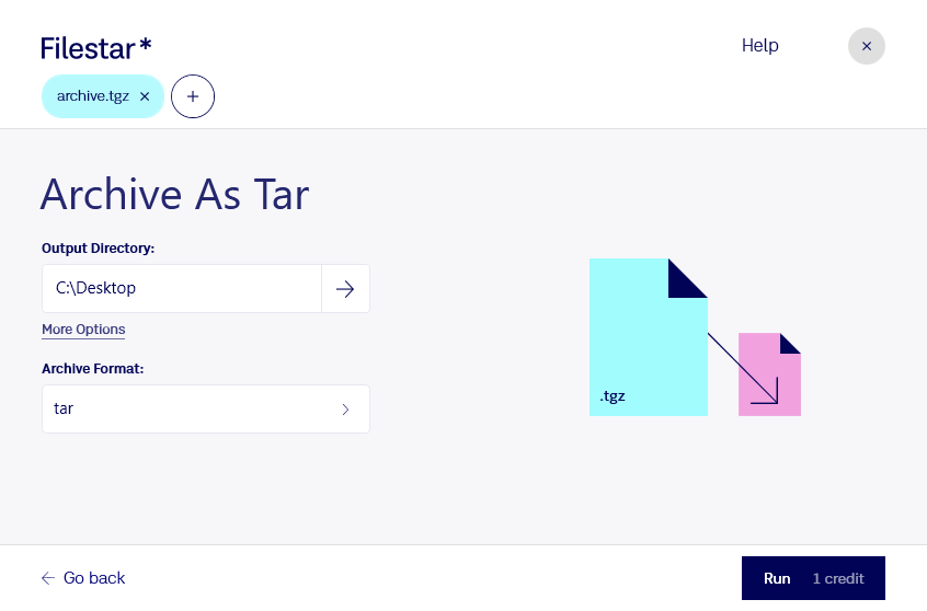 tgzをtarにアーカイブ