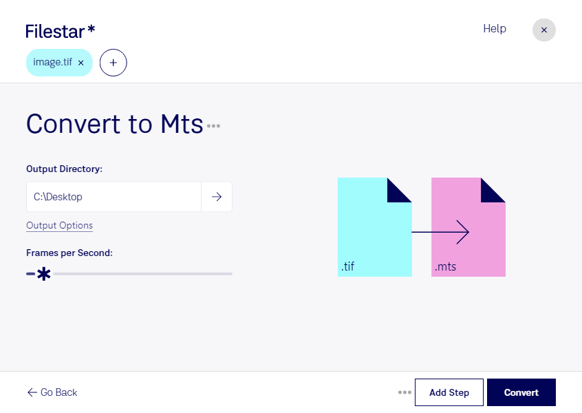 convert tif to mts